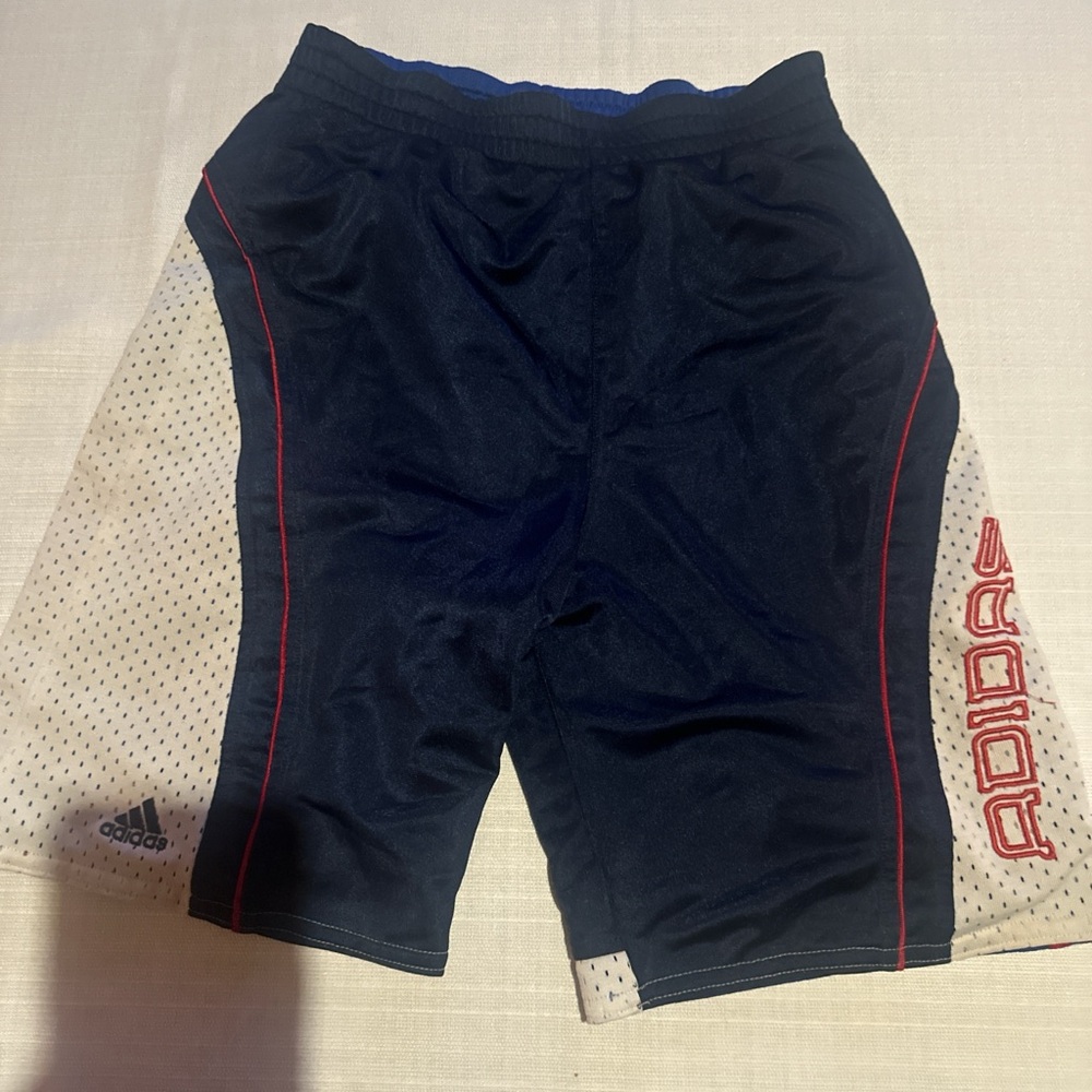 Adidas Men's Dark Blue Athletic Shorts with Red Accents